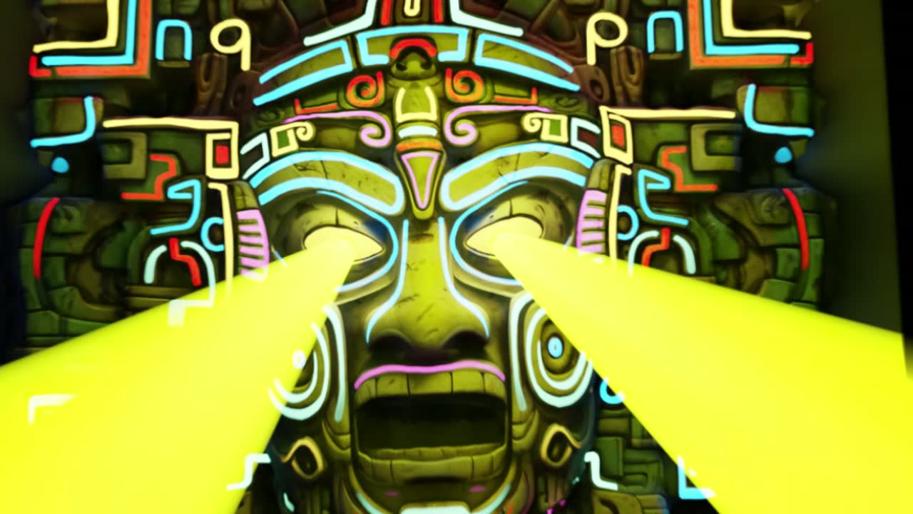 Concert visuals mapped onto a sculpted mask